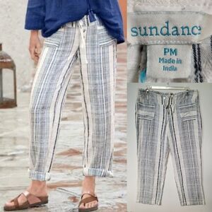 SUNDANCE coastal cotton blue white cotton beach summer pants MP MEDIUM PETITE